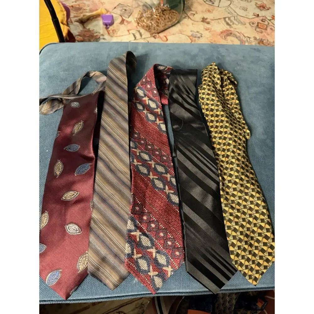 Vintage 60s Thru Y2k Necktie Lot of 60 Silk, Cotton, Fat, Poly, Abstract, Stripe